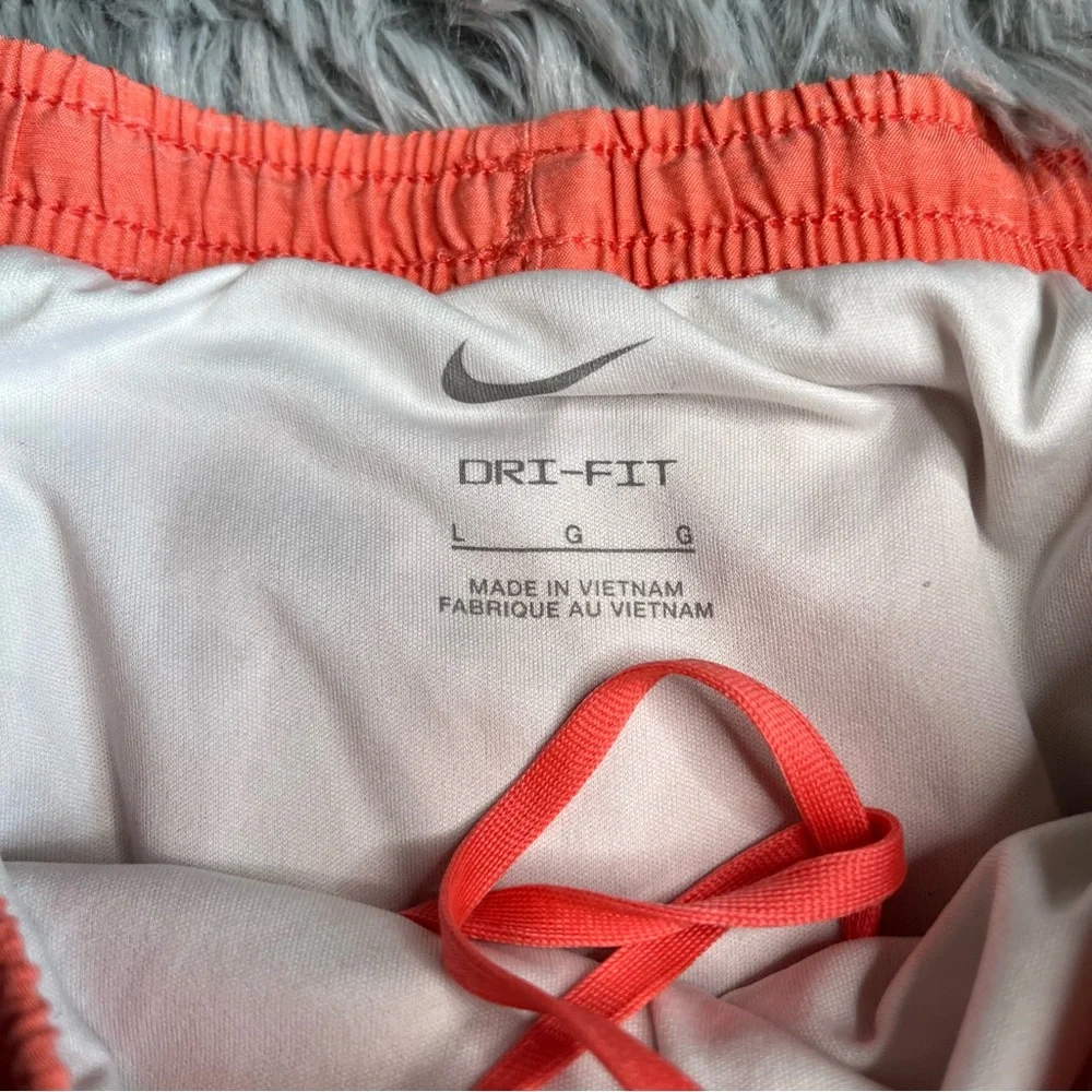 Nike Shorts Dri Fit Girls Large Peach White Drawstring Waist Logo Lined